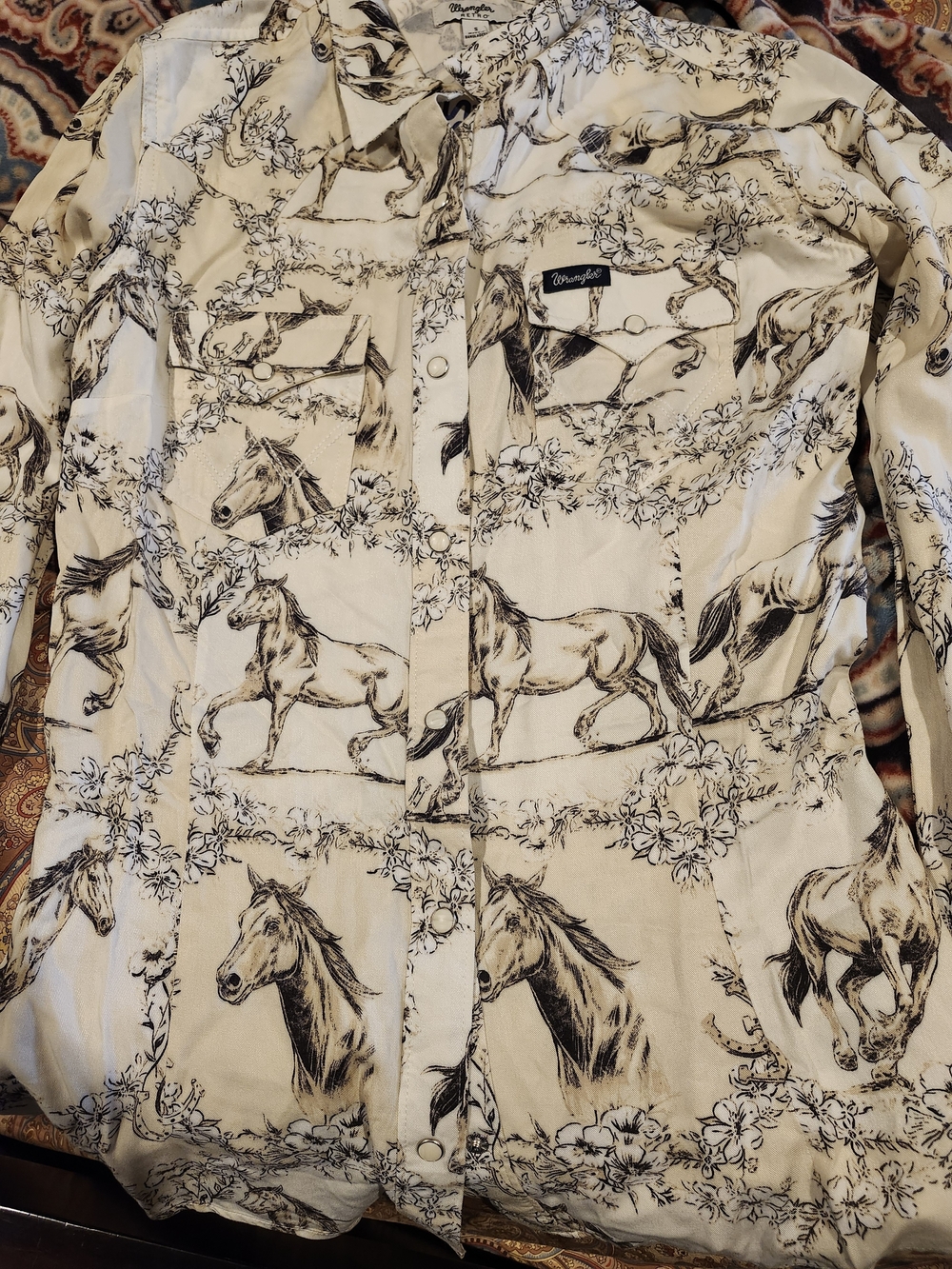 Wrangler Cream Western Horse-Print Shirt